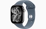 Apple Watch Series 11 [GPS + Cellular, 46mm] Jet Black Aluminum Case with Anchor Blue Sport Band, M/L (Renewed)