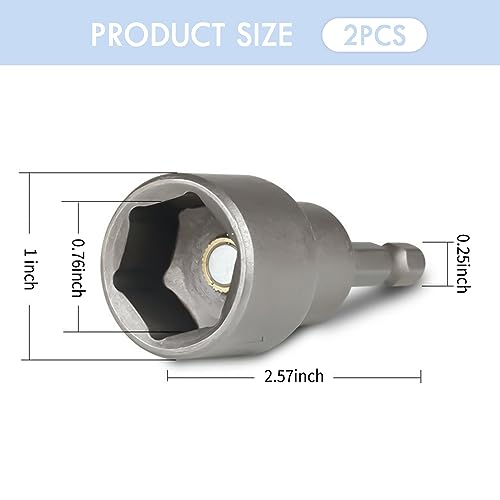 Image of 2PCS Trailer Jack Drill Adapter,1 /4 inch Quick Connect RV Leveling Jacks Socket Set Fits 19mm Hex Drive,Strong Magnetic RV Stabilizer Jacks Drill Adapter for Car Camper Trailer RV