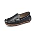 Imagen de Yeeteepot Mocasines de PU Cuero para Niños Chicos Chicas Moda Loafers Casual Barco Zapatos Plano Antideslizantes Oxfords Comode Caminar Zapatos Negro 37 EU = Etiqueta 38