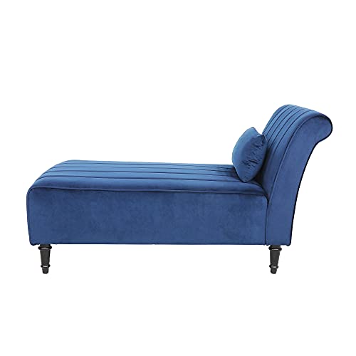 Armless Velvet Fabric Chaise Lounge Upholstered Sofa Chaise Chair For Living Room,Bedroom Or Apartment,Blue #TOP7