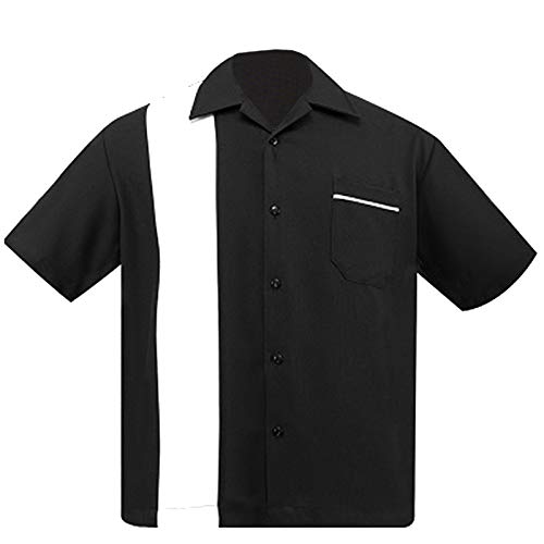 Steady Clothing Black & White Bowling Lounge Shirt Rockabilly Back to 50's 1950s (S)