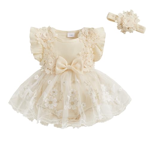 Newborn Dresses Baby Girl Summer Outfit Ruffle Short Sleeve Lace Mesh Tutu Romper Dress Photography Clothes Set