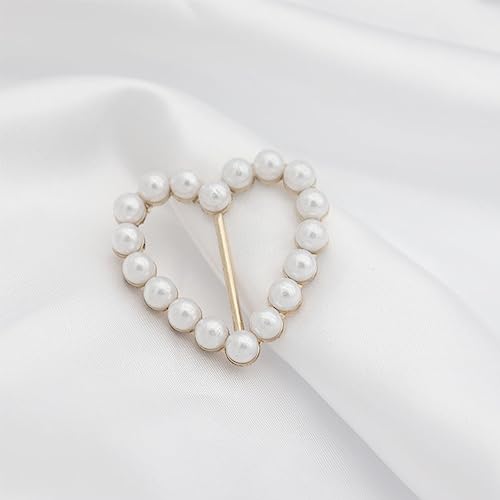 Image of Love Heart Scarf Ring Clip T-shirt Tie Clips for Women Pearl Heart Scarf Ring Buckle Shawl Clip Clothing Wrap Holder Scarf Shawl Tie Buckle for Decoration Accessories