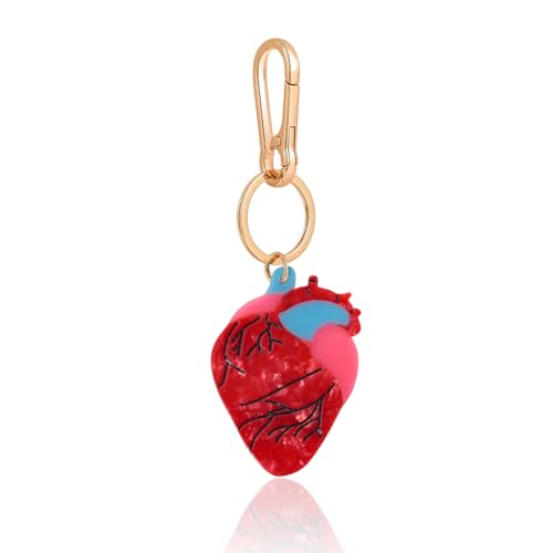 Novelty Keychain with Gold Metal Hook, Pink and Clear Design for Women Girls Gift
