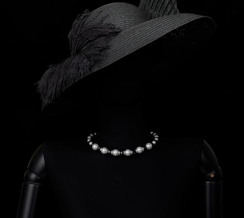 Black and White Beaded Pearl Choker Necklace Crystal Bead, Statement Necklace, Dress Wedding Banquet2