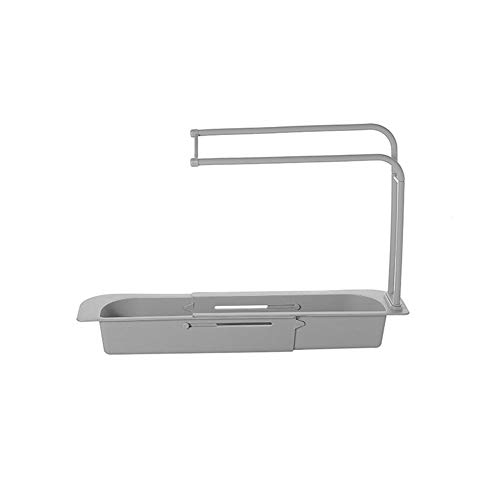 Doolland Soporte telescópico de almacenamiento para fregadero, escurridor de platos, cesta de drenaje expandible, estante de esponja ajustable para el hogar y la cocina Cover