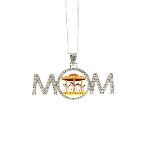 Collier carrousel coloré pendentif parc d'attractions cadeau fête des mères