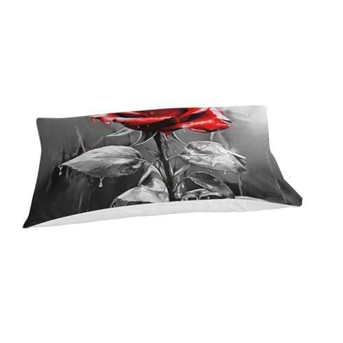 Housse de couette ado imprimé roses 3D microfibre lit single - 3