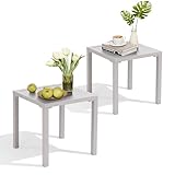 Crestlive Products Aluminum Outdoor Side Table Set of 2, Pool Lounge Chair Side Table, Weather Resistant Small Square Coffee End Table for Patio, Yard, Garden, Porch, Deck, Outdoor
