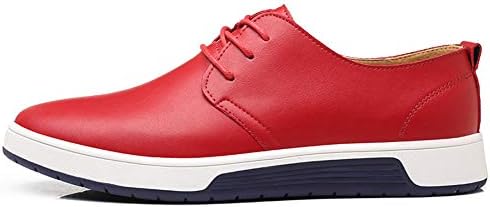 Santimon Shoes Casual Fashion Men Breathable Leather Flat Sneakers Sandals Red 9 US | Image 2