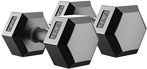 VOSAREA Un Set de 2 Piezas Mancuernas Hexagonales con Revestimiento Antideslizante para Gimnacio Fitness (2 x 2.5kg, 5kg, 7.5kg, 10kg)