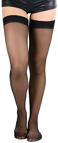 Image of ToBeInStyle Women's Seamless Thigh High Nylon Stocking With Opaque Band
