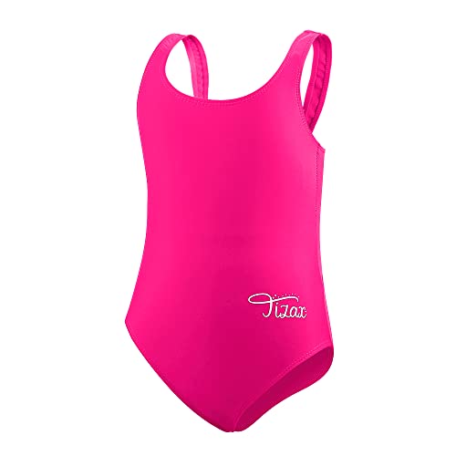TIZAX Traje de Baño de Una Pieza para Niña UPF 50+ Bañador Deportivo para Niñas Racerback Correa Gruesa Rosa 13-14 años