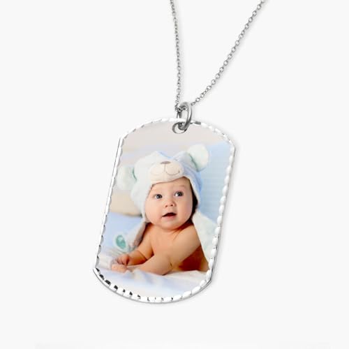 PicturesOnGold.com Custom Photo Engraved Dog Tag Pendant - Personalized Dog Tags for Men and Women, in Solid 14K Yellow, White, or Sterling Silver, 4 Sizes2