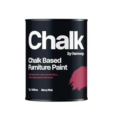 Hemway - Chalk Based Furniture Paint - Berry Pink 1 L | Chalky Matt Shabby Chic Finish for Interior & Exterior Home Decor | Quick Dry & All-in-one