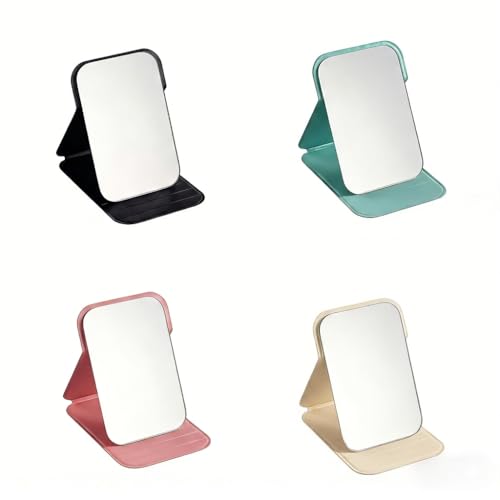 Rieoany Miroirs Voyage Pliant 4 Pièces, Petit Miroir de Poche pour Maquillage, Miroir Portable pour Femme, Miroirs de Main Blanc Rose Noir Vert