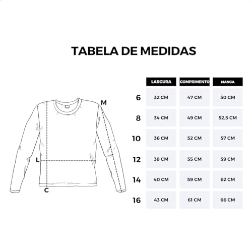 Camiseta Proteção Solar Uv 50+ Manga Longa Infantil Cottoon Cor:Preto;Tamanho:08