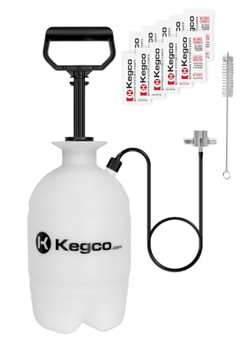 Kegco 1 Gallon Hand Pump Pressurized Kegerator Cleaning Kit w/No-Rinse Cleaner