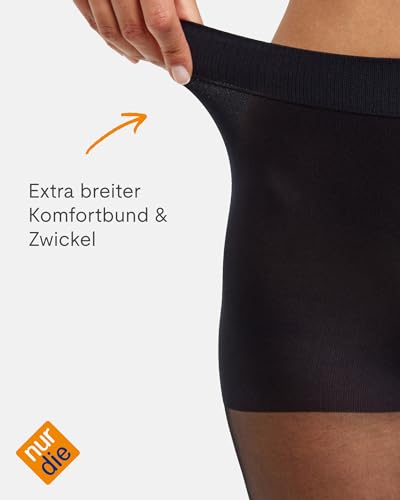 Nur Die Goodbye Laufmaschen 20 DEN Strumpfhose verhindert Laufmaschen transparente Fein-Strumpfhose matte Optik Damen, schwarz, L