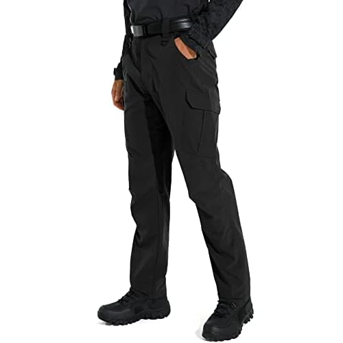 KFUBUO Men’s Lightweight Ripstop Tactical Cargo Pants, Water Resistant Hiking Work Pants Relaxed Fit Black