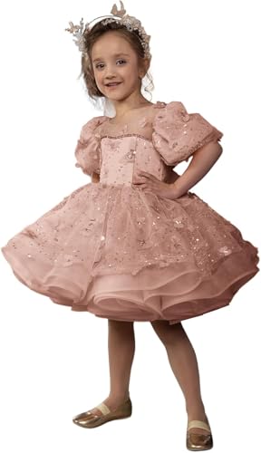 MASRAXO Flower Girl Dress Tulle - 3D Butterfly Appliques Flower Girl Dresses Ruffle Girls Ball Gown