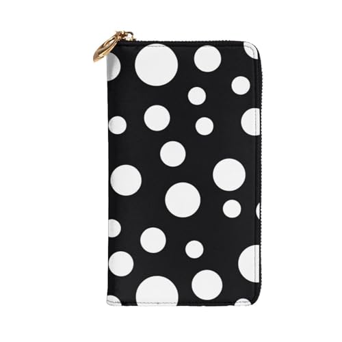 Black & White Big Dot Printed Long Wallet for Women Men Cute PU Leather Wallet with Coin Purse and Credit Card Holder2
