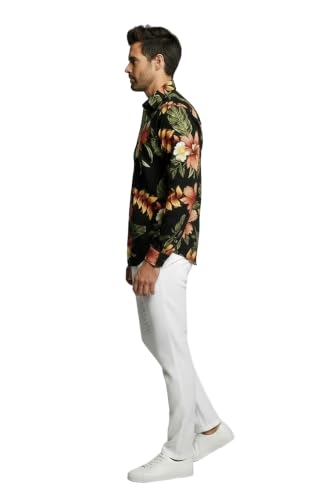 Image of Family Matching Hawaiian Clothes, Black Rafelsia | Lightweight 100% rayon • Family matching outfits • Beach vacations • Luaus • Cruises • Family photos
