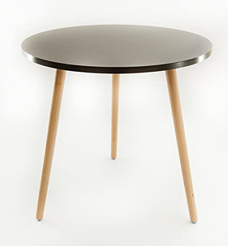 DECOMIL - Mesa auxiliar redonda moderna, mesa auxiliar para lugares pequeños, sala de estar, oficina, balcón, mesa auxiliar industrial para café, portátil - marrón Cover