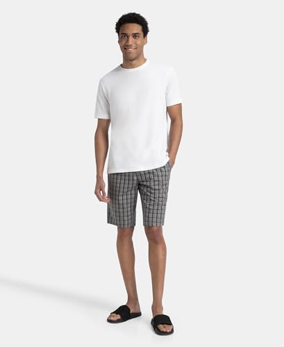 Image of Jockey 9005 Men's Super Combed Mercerized Cotton Woven Fabric Regular Fit Printed Bermuda with Side Pockets