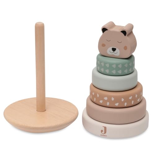 Elefantasie Stapelturm aus Holz personalisierbar mit Namen und Geburtsdaten Gravur Holzspielzeug Bär ab 12 Monaten