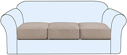 Stretch Cushion Cover Sofa Cushion Covers 2 Seaters Furniture Protector Loveseat Sofa Covers Washable Sofa Cushion Cover Sets Flexibility with Elastic Bottom (2-Piece Loveseat Cushion,Sand)