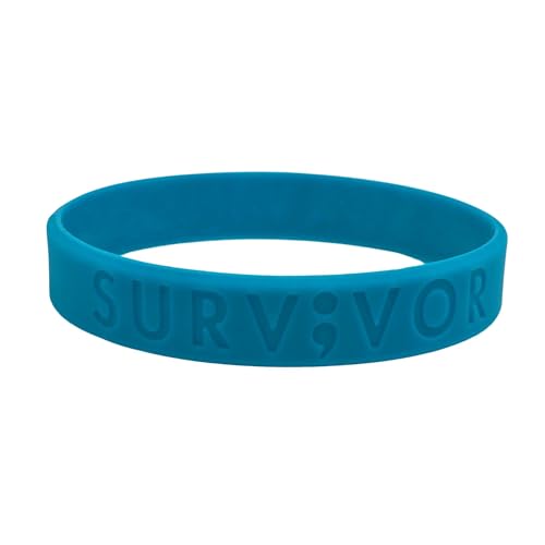 Semicolon Survivor Wristband Mental Health Suicide Prevention Depression Awareness Love Support Semi Colon Blue Unisex Bands (1 Band, Teal)