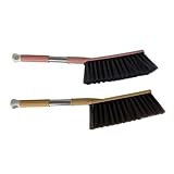 2 Pack Soft Bristle Bed Sheets Sweeping Cleaning Brush with Long Hand, Counter Duster for Debris Hair Remover Desk Quilt Sofa Furniture (Pink Yellow)