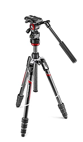 Manfrotto Mvkbfrtc-Live Kit Befree Live Treppiede Da Viaggio, Chiusura Twist M-Lock, Con Testa Fluida Mvh400Ah, Per Dslr, Mirrorless, Foto E Videocame