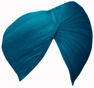 Indian Collectible - Turbante in cotone sikh da uomo, colore azzurro, 5 m, punjabi pagri (rubia voile non cucito), Auzure, M
