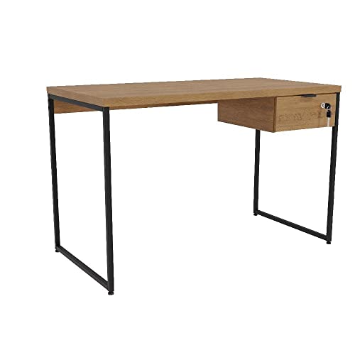 Mesa de Escritório Escrivaninha Kappesberg LI002 LI005 Industrial Freijó 118cm com Gaveteiro