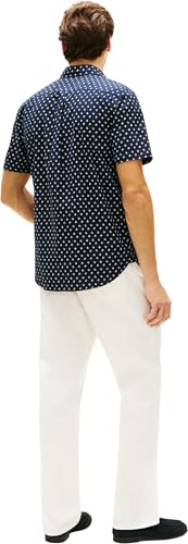 Tommy Hilfiger Herren Hemd Flex Poplin Kurzarm, Blau (Desert Sky/Allover), 4XL – Ansicht 2