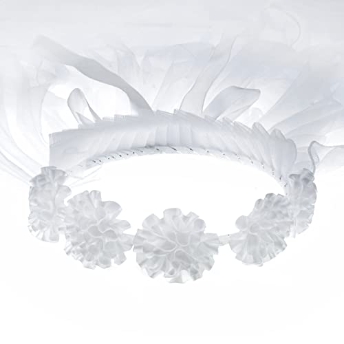 Girls First Communion Veil Two Layers White Flower Headband Flower Girl Floral Crown