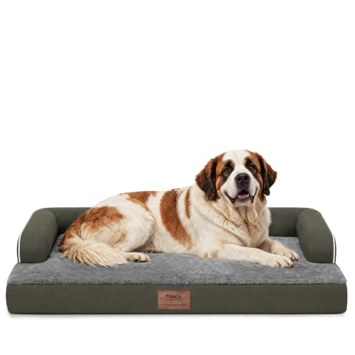 MEKIY Orthopedic Waterproof Jumbo Dog Bed with Bolster for Extra Large Dogs