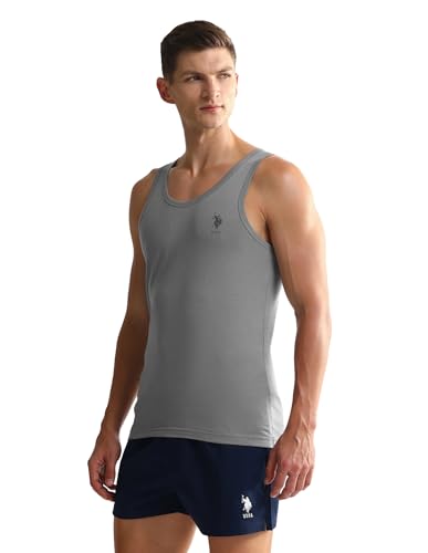 Image of U.S. Polo ASSN. Mens OEV05 Solid Cotton Vest - Pack of 2
