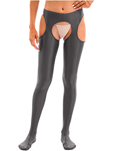 Women's Semi Opaque Oil Glossy Stockings Pantyhose Leggings Cutout Footed Tights Pants3