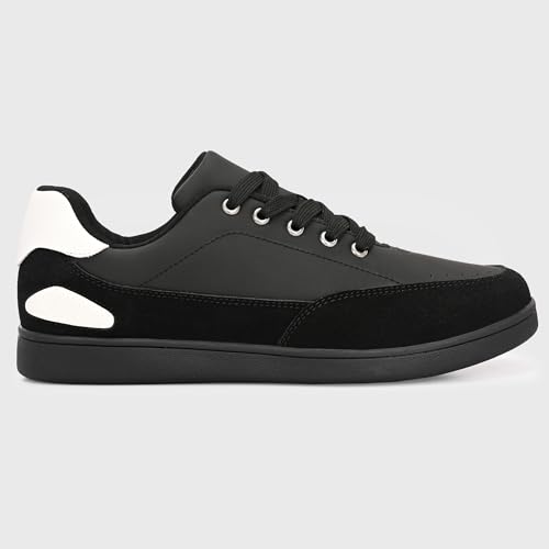 Image of Cruiser Men's Sneakers | Trendy Lace-Up Casual Shoes | Low-Top Korean Style Minimalist Shoes with Dual Texture| Contrast Heel Tab for College,Party, Casual,Office, Streetwear,Travel (2667)