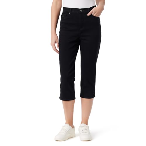 Jean Amanda Capri Gloria Vanderbilt Noir 38 Denim Stretch Coupe Droite