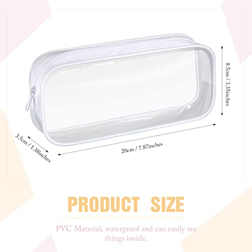 Image of Crtiin 60 Pcs Clear Pencil Pouch Bulk Makeup Cosmetic Bags for Women Large Capacity Box for Back to School Travel Toiletry Office Stationery(White)