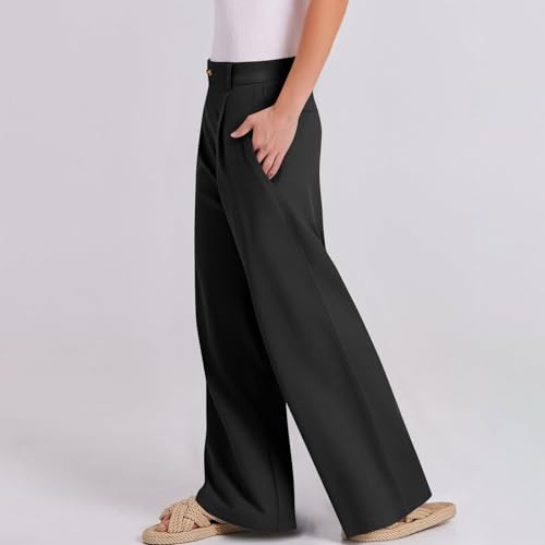 Dress Pants Women Summer Wide Leg Linen Pants Business Casual Office Work Pant Trendy Palazzo Pant 20254