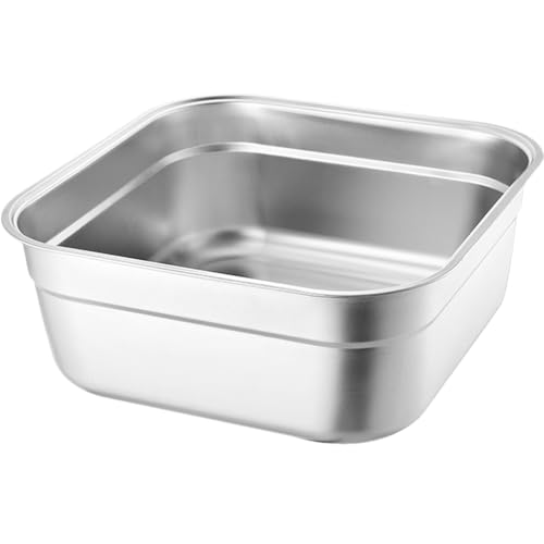 BESTYASH Bassine Carrée En Acier Inoxydable 10 Pouces Bassin De Lavage De Légumes Multifonctionnel Grande Capacité Lavabo Cuisine Et Facile À Nettoyer Pour Fruits Et Soupes