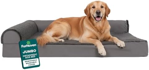 FurHaven Orthopedic Dog Bed for X-Large Dogs, L-Shaped Chaise Mat...