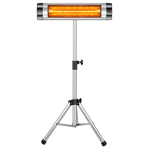 Arebos Infrarot Heizstrahler 2500 W mit Fernbedienung/mit Stativ/Höhenverstellbar/Schwenkbar/Mobil / 3 Heizstufen/Wandbefestigung/Innen- und Außenbereich