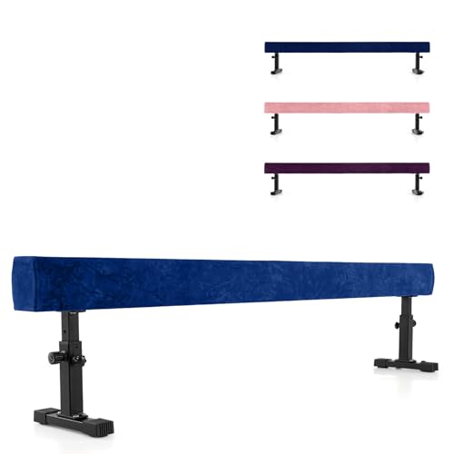 GYMAX Poutre de Gymnastique Mobile avec 2 Roues, 3 Hauteurs Réglables 44-59cm, Construction Stable avec Pieds Métalliques, Poutre...