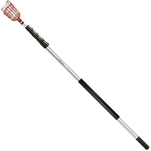 Recolector de fruta DocaPole con pértiga telescópica de 1,8 a 7,3 m  Recogedor de frutas con mástil telescópico // Mástil con cesta de Frutas // Recolector de Frutas Perfecto para Recoger Manzanas